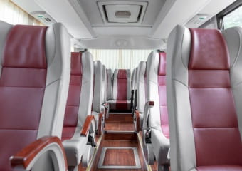 Interior of elegant charter bus